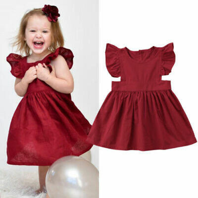 

Newborn Baby Kids Girl Fly Sleeve Princess Dress Romper Jumpsuit Outfits Cute