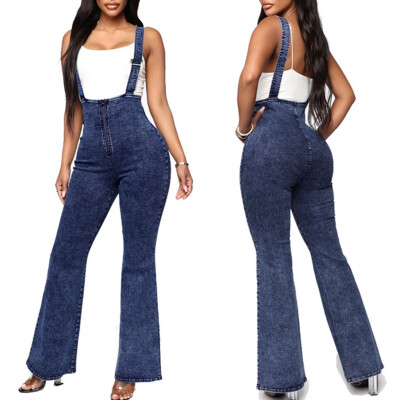 

Tailored Women Casual Pocket Jean Leggings Zipper Splice Trouser Rompers Pant Bib Pants