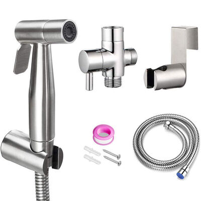

UpperX Hand Held Bidet Sprayer for Bathroom ToiletBrushed Stainless Steel Diaper Sprayer Shattaf Complete Set Hose High Pressure