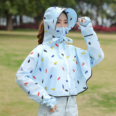 

Summer womens sunscreen Korean version of the hooded sunwear riding electric car shade sun-kissed beachwear