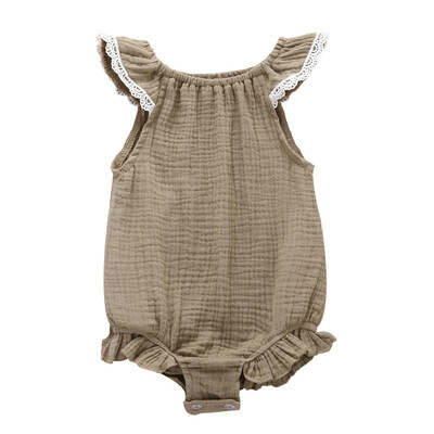 

Baby Newborn Girls Solid Print Backless Jumpsuit Flying Sleeve Romper Infant Casual Bodysuit Outfits Baby Clothes