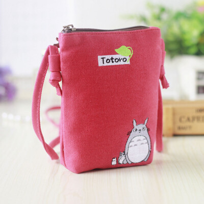 

Cute Fashion Cute Embroidered Canvas Phone Bag Girls Fashion Cartoon Mini Messenger Bags Shoulder BagMobile phone bag