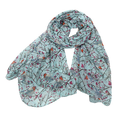 

Gobestart Women Ladies Long Cute Winter Christmas Robin Bird Patten Print Scarf Wrap