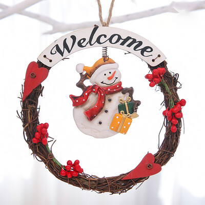 

Creative Ceramic Christmas Santa Claus Snowman Doll Wreath Christmas Tree Hanging Pendant Ornament Decorations Diameter16Cm