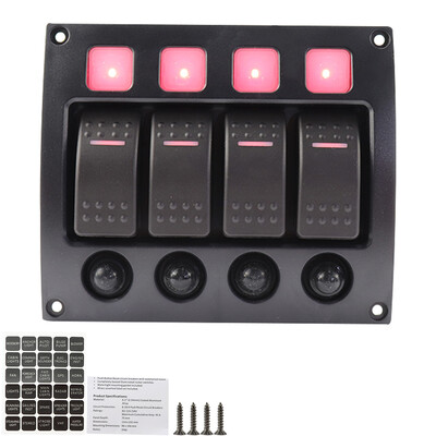 

4 Channel Automotive Switch OnOff Panel LED Indicator Light 1224V Boat Car Bus Control Button Circuit Breaker
