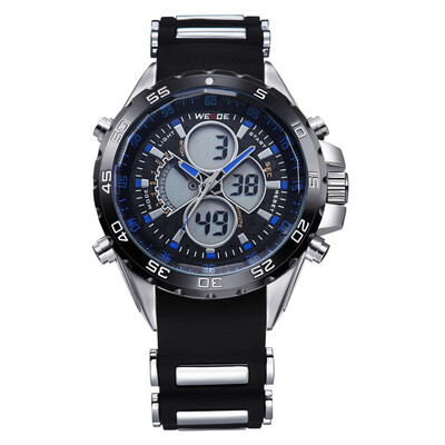 

WEIDE WH1103 Dual Display Two Movement Quartz Digital Men Watch 3ATM Waterproof LCD Backlight Auto Date Day Week Alarm Stopwatch T