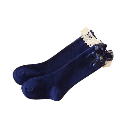 

Toddler Girls Kids Knee High Length Socks with Organza Bow 6 Colours 1-5 years