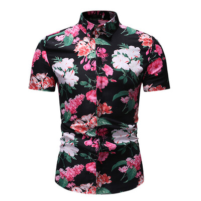 

Tailored Mens Summer Fashion Business Leisure Printing Short-sleeved Shirt Top Blouse
