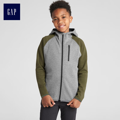 

GAP flagship store boy GapFit series raglan long sleeve hooded sweatshirt 366132 smoke gray