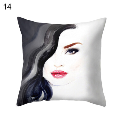 

Women Portrait Pillow Case Cushion Cover Sofa Bed Car Cafe Office Decoration