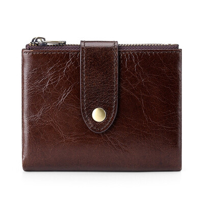 

Mens Wallet Oil Wax Leather Purse Short Multi-functional Card ID Holders Clip