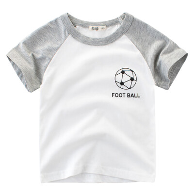 

Boy Short Sleeve Cotton T-Shirt Round Neck Tops Summer Kids Clothes Sports Shirt Tee Dark Blue 90