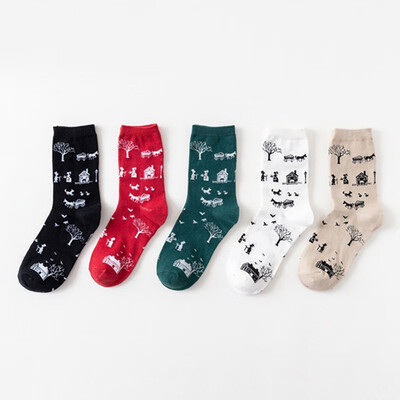 

2018 College Womens White Korean Short Kawaii Warm Winter Cotton Sox Cute Sweet Ladies Casual Socks 5pairs lot Women Socks Fema