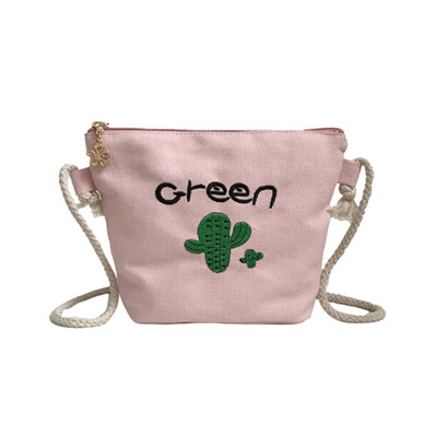 

Womens single shoulder messenger bag embroidery canvas female simple Sen series wild casual student bag beach bag