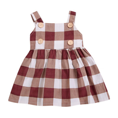 

Summer Casual Baby Girls Plaid Pattern Strap Dress Kids Toddler Pageant Backless Sundress