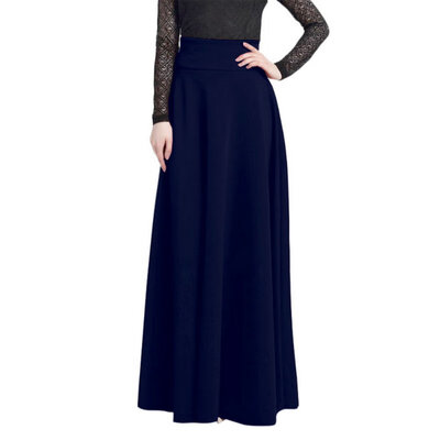 

2018 Fashion High Waist Pleat Elegant Casual Streetwear Long Ladies Soft Solid Color Skirt Plus Size -5XL