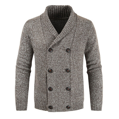 

Toponeto Mens Casual Knit Double-Breasted Jacket Cardigan Long Sleeve Jacket Shirt
