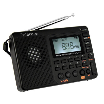 

Retekess V-115 FMAMSW Radio Multiband Radio Receiver REC Recorder Bass Sound MP3 Player Speakers with Sleep Timer Black