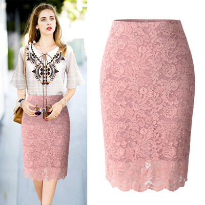 

Gobestart Womens Plain Slimming Tight Fit Ladies Soft Stretch Lace High Waist Skirt