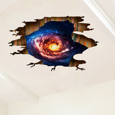 

Sky Wall Stickers 3D Broken Wall Starry Black Hole Living Room Bedroom Corridor Green Decorative Space Black Hole Stickers