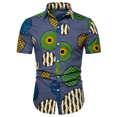 

Tailored Mens Summer New Style Hawaiian Printed Short-Sleeved Shirt Fashion Blouse Top