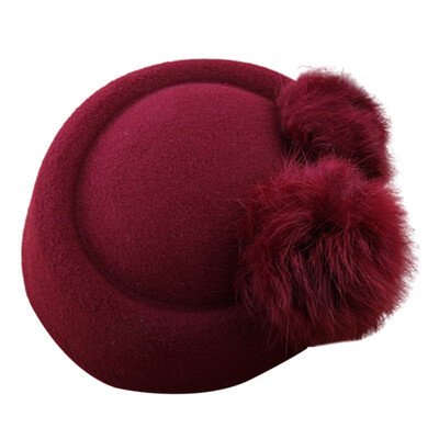 

Girls Beret Baby Headwear Accessories Hairpin Hat Fashion Festival New Year Childrens Hat Fur Hair Ball Girls Hat