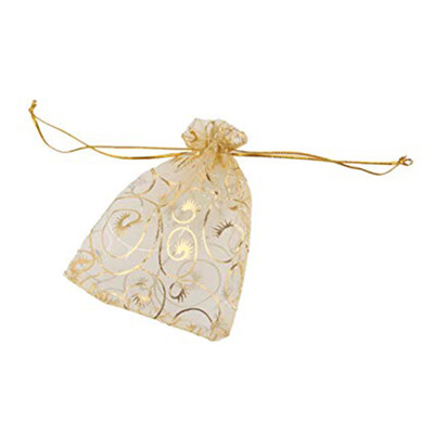 

100pcs Organza Bags Gilding Drawstring Pouches Gift Favor Bags Eyelash for Jewelry Party Wedding