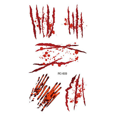 

New Halloween Zombie Scar Tattoo with False Knot Blood Makeup Halloween Decoration Wound Scary Blood Injury Waterproof Sticker