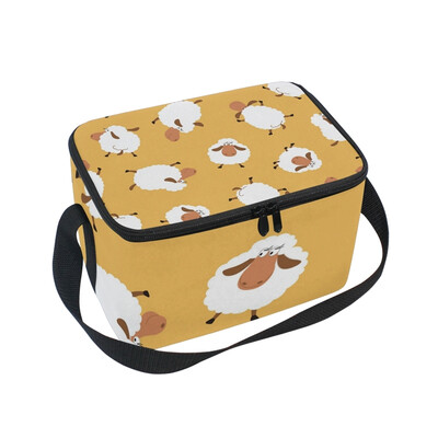 

ALAZA Insulated Lunch Box Yellow Sheep Lunch Bag for Men Women Portable Tote Bag Cooler Bag