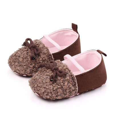 

Baby Girl Breathable Plush Bowknot Print Anti-Slip Casual Sneakers Toddler Soft Soled Walking Shoes 0-12M