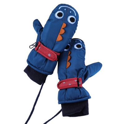 

New Gloves Mittens Plus Velvet Hanging Neck Children Outdoor Waterproof Warm For Boys Girls 4-8 Years Old