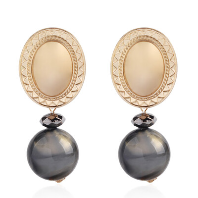 

1 Pair Vintage Women Jewelry Exaggerated Ear Studs Big Pearl Pendant Earrings