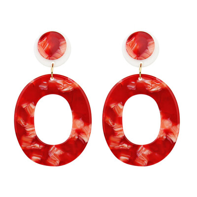 

Fashion Korean Style Simple Brief Acrylic Oval Pendants 3 Colors Hollow Drop Earrings Resin Long Earrings Women Femme Gift