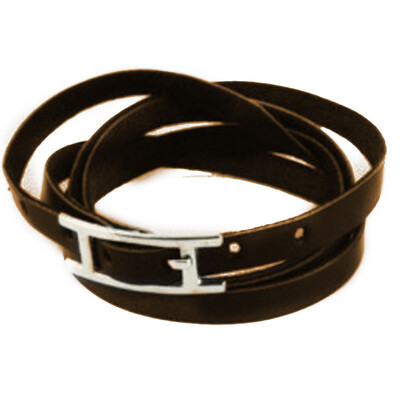 

Lovers Bracelet Leather Strap With Metal Clasps Multirow Wraparound Circle Bangle