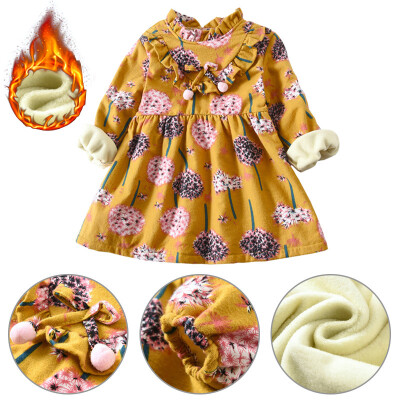 

Baby Girls Floral Dandelions Print Dress Autumn Cute Cotton Kids Clothes Toddler Long Sleeve Sundress Outfits