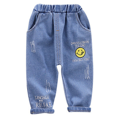 

Autumn Toddlers Kids Boy Letters Floral Print Denim Pant Baby Long Jeans Pants Trousers Bottoms