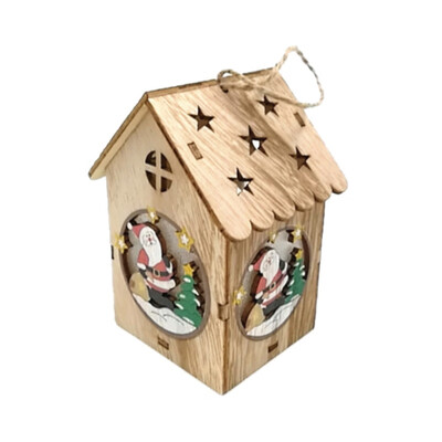 

1PC Light Chalet Christmas Wooden House Christmas Tree Pendant Shiny Wooden Snow House Christmas Decorations for Home