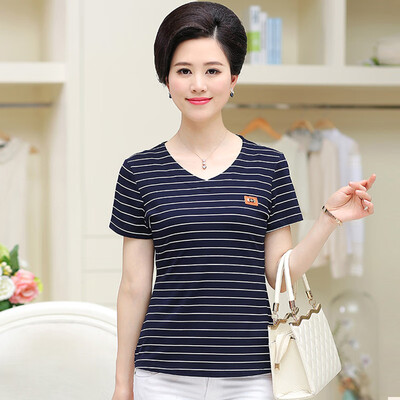 

Yu Zhaolin 2019 new middle-aged womens large size shirt mother wear casual sports t-shirt YWMM191370 long sleeve navy blue XL