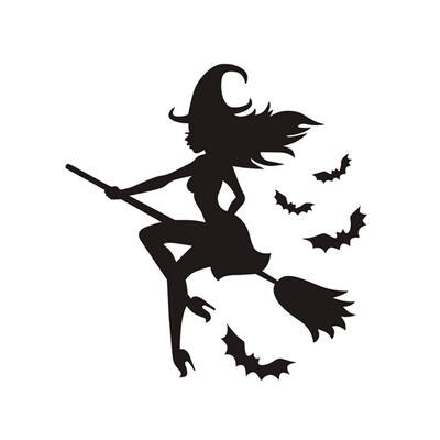 

Halloween Witch&Bat Cartoon Pattern Wall Stickers For Kids Rooms PVC Waterproof Removable Wall Decor Decal Home Decoration