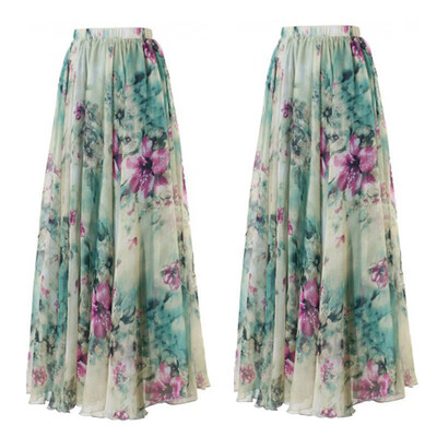 

BOHO Ladies Floral Jersey Gypsy Long Maxi Full Skirt Summer Beach Sun Dress NEW