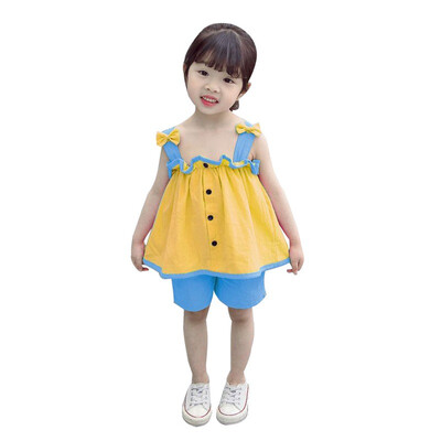 

Baby Girl Clothes Set Sling Bow-Knot Short Sleeve Shorts 2PCS Toddler Children Girl Clothes For 0-4t