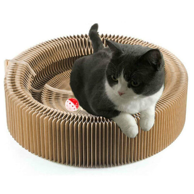 

Gobestart Cat Scratcher Lounge Bed Collapsible Round Shape Scratching Board