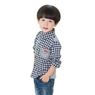 

Childrens Long-Sleeved Classic Casual Plaid Shirt Korean Baby Boys Turn-Down Collar Plaid Shirt For 2-6 Years Kids Boy Wear