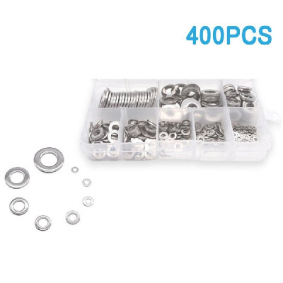 

400pcs Flat Washers Stainless Steel Washers Plain Washer Gaskets M2M25M3M4M5M6M8M10