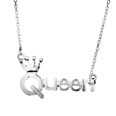 

Fashion Queen Necklace Silver Color Crown Letter Queen Pendent Necklace For Women Fashion Accessories