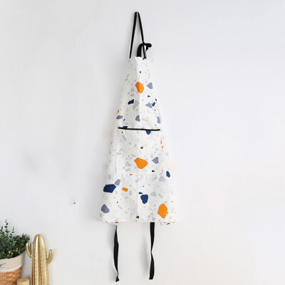 

Sleeveless Kitchen Cotton Aprons Brief Nordic Style With Adjustable Neck Strap Pockets for Antifouling BBQ Baking Cooking