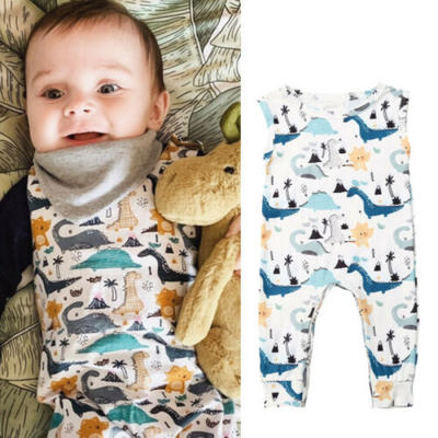 

Newborn Baby Boys Clothes Dinosaur Sleeveless Romper Jumpsuit Bodysuit Outfits