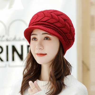 

2019 new rabbit hair hat ladies autumn&winter cap knitted hat warm solid color beret factory direct sales