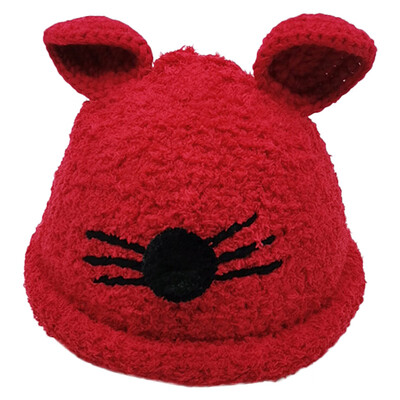 

New Winter Newborn Caps Cute Warm Kids Girls Boys Baby Cartoon Ear Design Hats Knitted Wool Hemming Caps p