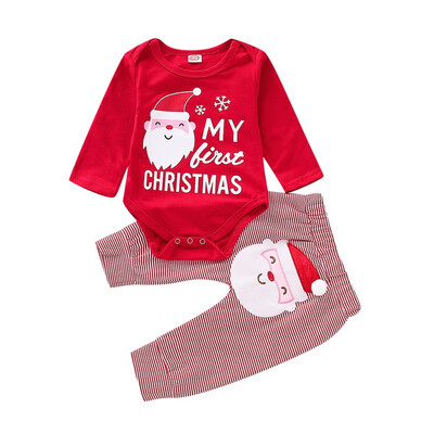

Baby Clothes Autumn Baby Girl Boy Clothes Christmas Costumes Set Casual Long Sleeve Cotton Cartoon Romper Tops Pants Outfits Set